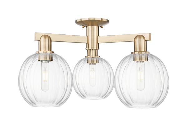 Innovations - 716-3F-CB-G458-7CL - Three Light Semi-Flush Mount - Arcadia - Champagne Bronze