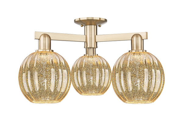 Innovations - 716-3F-CB-G458-7ME - Three Light Semi-Flush Mount - Arcadia - Champagne Bronze