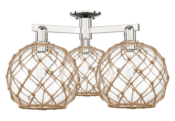 Innovations - 716-3F-PN-G122-10RB - Three Light Semi-Flush Mount - Arcadia - Polished Nickel