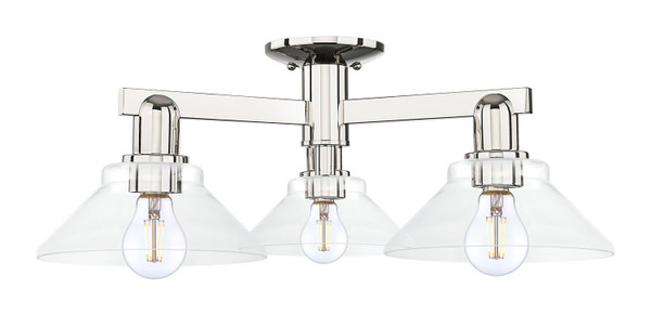Innovations - 716-3F-PN-G132 - Three Light Semi-Flush Mount - Arcadia - Polished Nickel