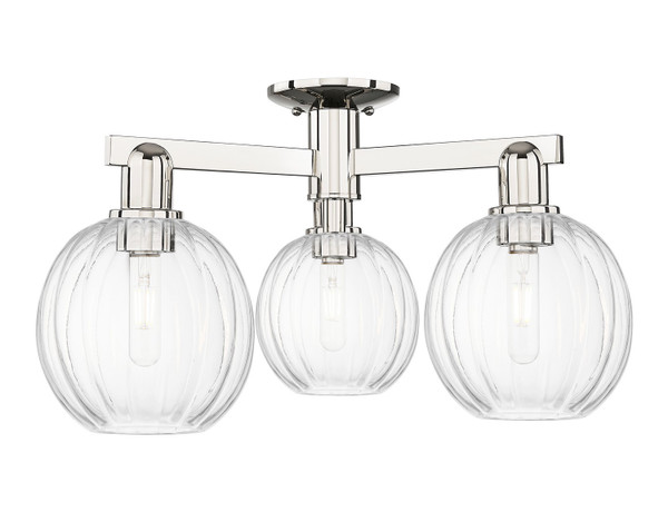 Innovations - 716-3F-PN-G458-7CL - Three Light Semi-Flush Mount - Arcadia - Polished Nickel