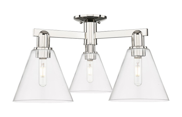 Innovations - 716-3F-PN-GBC-82 - Three Light Semi-Flush Mount - Arcadia - Polished Nickel