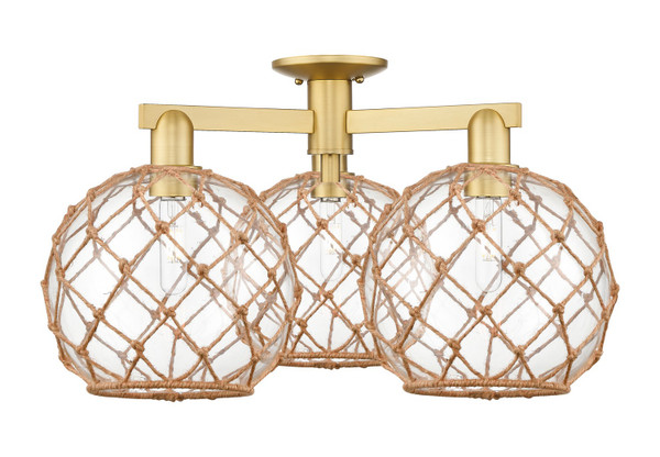 Innovations - 716-3F-SG-G122-10RB - Three Light Semi-Flush Mount - Arcadia - Satin Gold