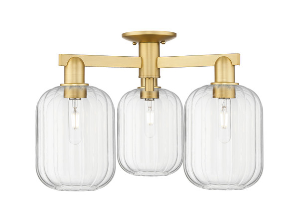 Innovations - 716-3F-SG-G460-7CL - Three Light Semi-Flush Mount - Arcadia - Satin Gold