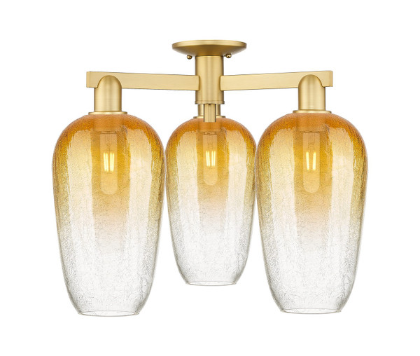 Innovations - 716-3F-SG-G484-7AM - Three Light Semi-Flush Mount - Arcadia - Satin Gold