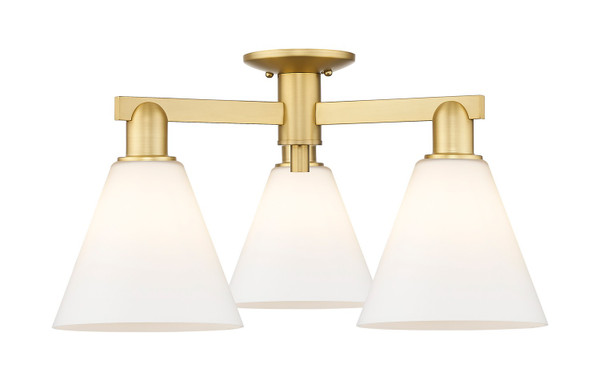 Innovations - 716-3F-SG-GBC-81 - Three Light Semi-Flush Mount - Arcadia - Satin Gold