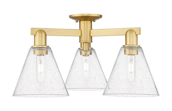 Innovations - 716-3F-SG-GBC-84 - Three Light Semi-Flush Mount - Arcadia - Satin Gold