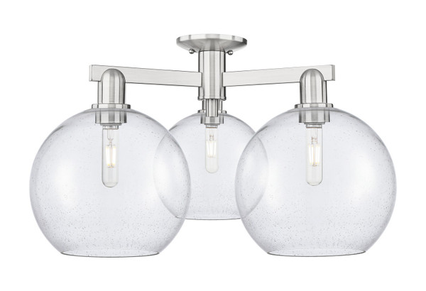 Innovations - 716-3F-SN-G124-10 - Three Light Semi-Flush Mount - Arcadia - Brushed Satin Nickel