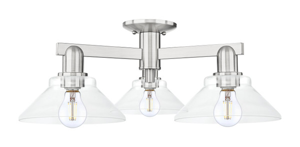 Innovations - 716-3F-SN-G132 - Three Light Semi-Flush Mount - Arcadia - Brushed Satin Nickel