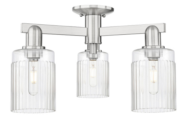 Innovations - 716-3F-SN-G342 - Three Light Semi-Flush Mount - Arcadia - Brushed Satin Nickel