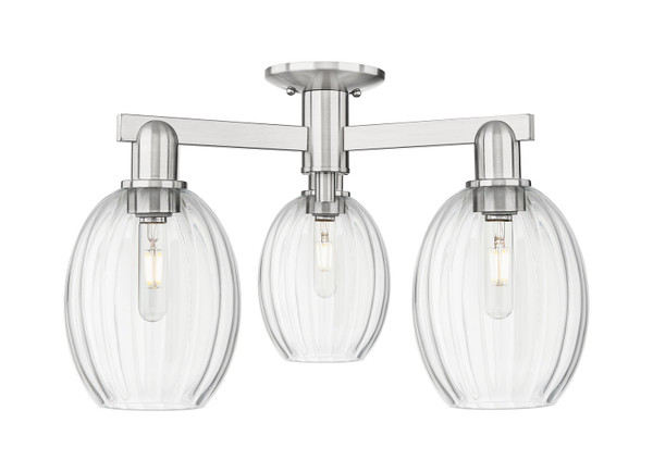 Innovations - 716-3F-SN-G459-6CL - Three Light Semi-Flush Mount - Arcadia - Brushed Satin Nickel