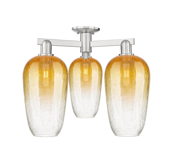 Innovations - 716-3F-SN-G484-7AM - Three Light Semi-Flush Mount - Arcadia - Brushed Satin Nickel