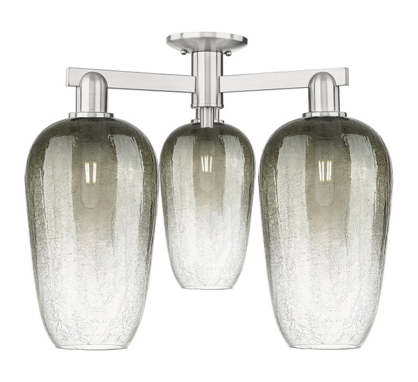 Innovations - 716-3F-SN-G484-7SL - Three Light Semi-Flush Mount - Arcadia - Brushed Satin Nickel