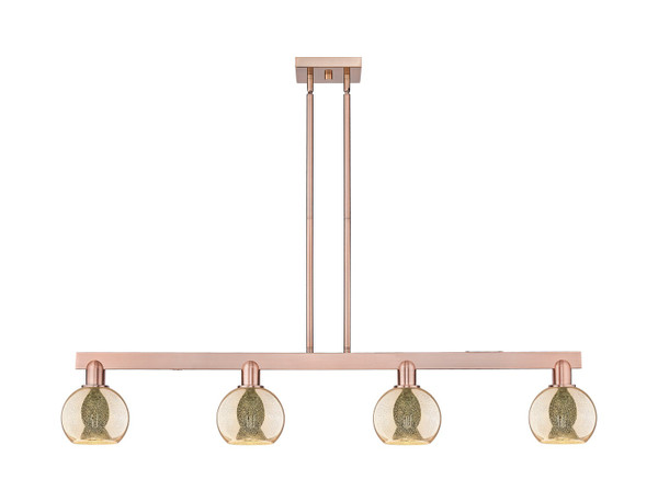 Innovations - 716-4I-AC-G128-6 - Four Light Island Pendant - Arcadia - Antique Copper