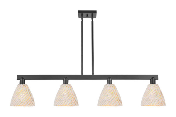 Innovations - 716-4I-BK-NBD-75-NAT - Four Light Island Pendant - Arcadia - Matte Black