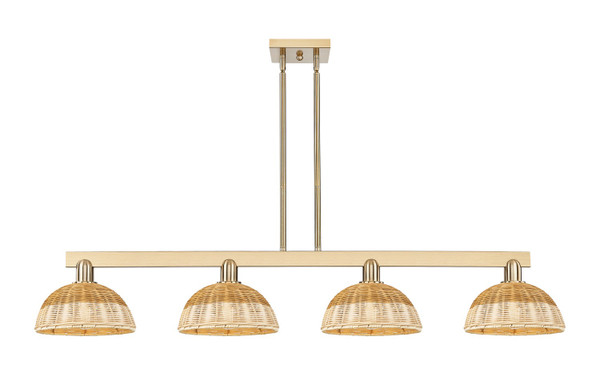 Innovations - 716-4I-CB-NBD2-9-NAT - Four Light Island Pendant - Arcadia - Champagne Bronze