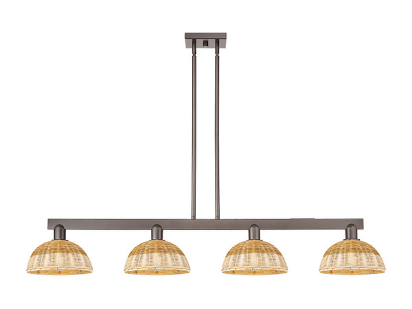 Innovations - 716-4I-OB-NBD2-9-NAT - Four Light Island Pendant - Arcadia - Oil Rubbed Bronze