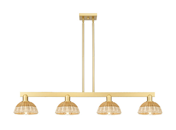 Innovations - 716-4I-SG-NBD2-75-NAT - Four Light Island Pendant - Arcadia - Satin Gold