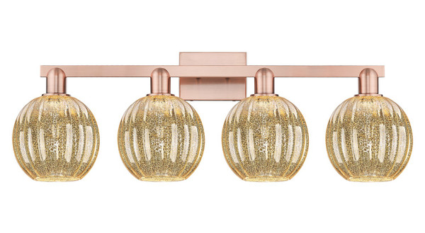 Innovations - 716-4W-AC-G458-7ME - Four Light Bath Vanity - Arcadia - Antique Copper