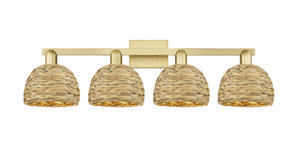Innovations - 716-4W-SG-RBD-8-NAT - Four Light Bath Vanity - Arcadia - Satin Gold