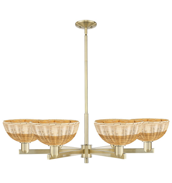 Innovations - 716-6CR-AB-NBD2-9-NAT - Six Light Chandelier - Arcadia - Antique Brass
