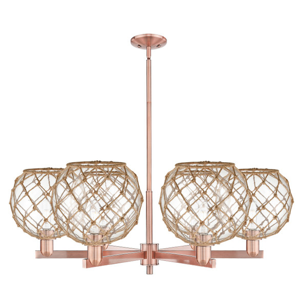Innovations - 716-6CR-AC-G122-10RB - Six Light Chandelier - Arcadia - Antique Copper