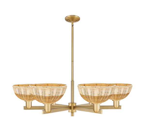 Innovations - 716-6CR-BB-NBD2-9-NAT - Six Light Chandelier - Arcadia - Brushed Brass