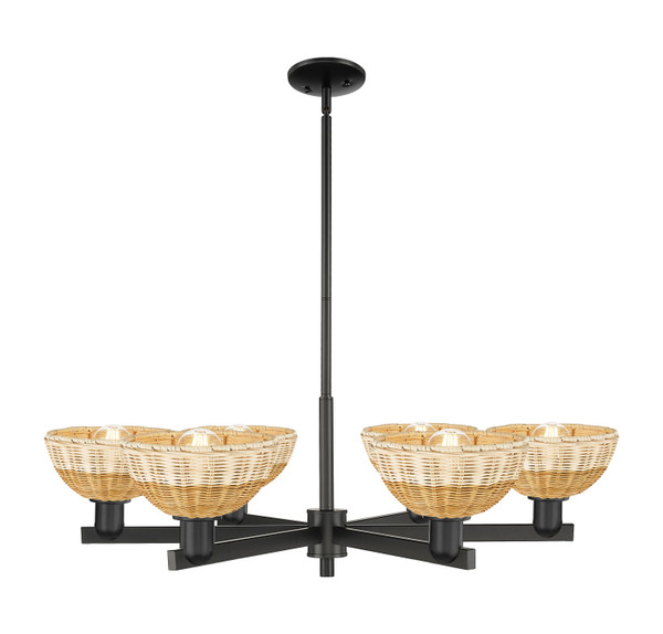 Innovations - 716-6CR-BK-NBD2-75-NAT - Six Light Chandelier - Arcadia - Matte Black