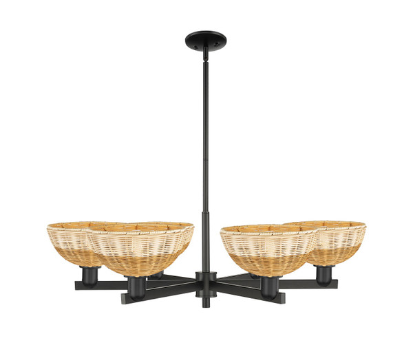 Innovations - 716-6CR-BK-NBD2-9-NAT - Six Light Chandelier - Arcadia - Matte Black