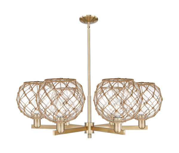 Innovations - 716-6CR-CB-G122-10RB - Six Light Chandelier - Arcadia - Champagne Bronze