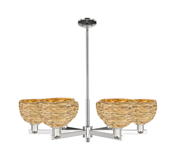 Innovations - 716-6CR-PN-RBD-8-NAT - Six Light Chandelier - Arcadia - Polished Nickel