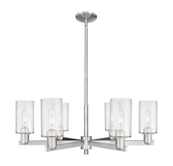 Innovations - 716-6CR-SN-G802 - Six Light Chandelier - Arcadia - Satin Nickel