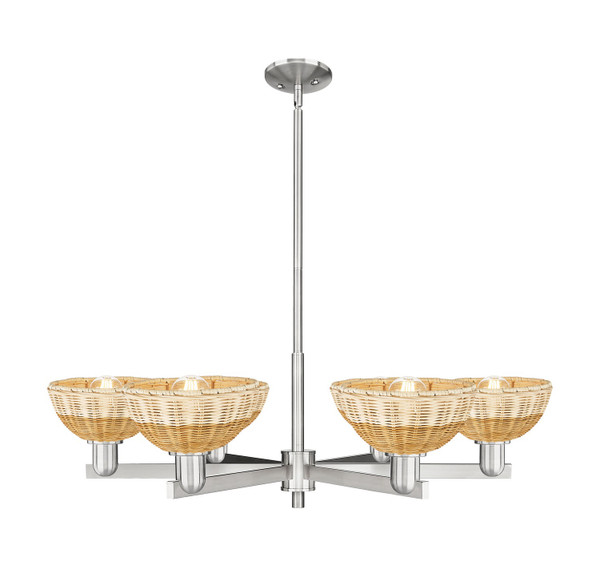 Innovations - 716-6CR-SN-NBD2-75-NAT - Six Light Chandelier - Arcadia - Satin Nickel