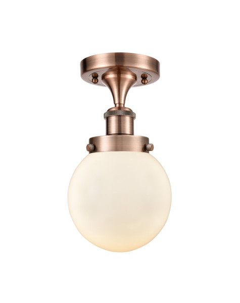 manufacturer_finish:Antique Copper|manufacturer_glass:Cased Matte White Beacon|light_output:220.00lm|color_temperature:2200K|cri:99