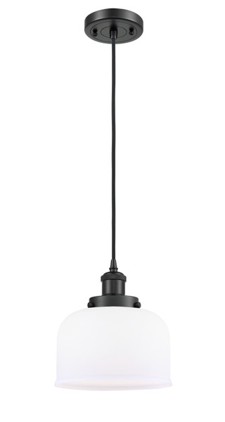 manufacturer_finish:Matte Black|manufacturer_glass:Cased Matte White Large Bell|light_output:220.00lm|color_temperature:2200K|cri:99