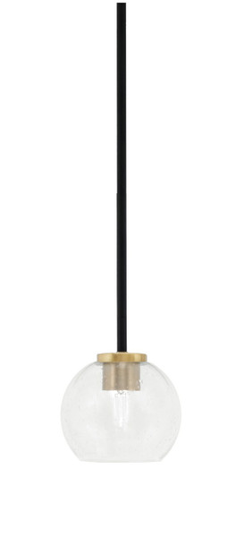 Toltec Lighting - 6201-MBNAB-4100 - One Light Mini Pendant - Sandia - Matte Black & New Age Brass