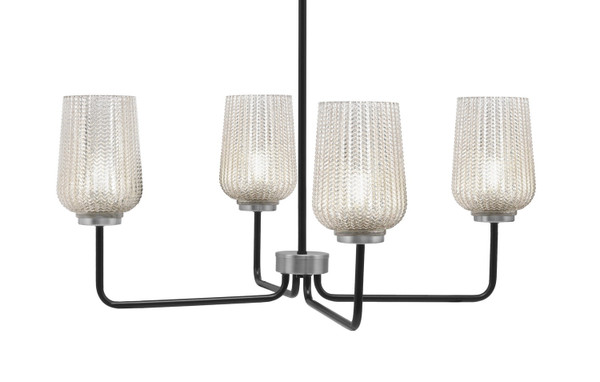 Toltec Lighting - 6204-MBGP-4253 - Four Light Chandelier - Sandia - Matte Black & Graphite