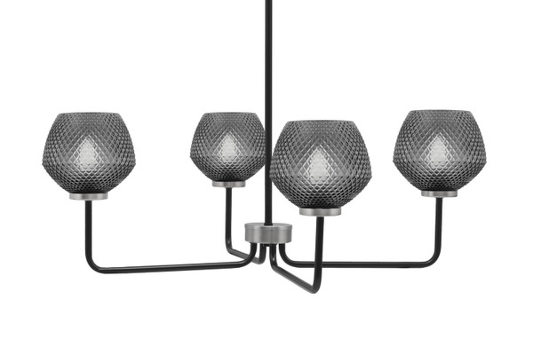 Toltec Lighting - 6204-MBGP-4622 - Four Light Chandelier - Sandia - Matte Black & Graphite
