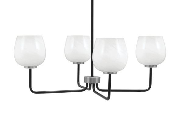 Toltec Lighting - 6204-MBGP-4811 - Four Light Chandelier - Sandia - Matte Black & Graphite
