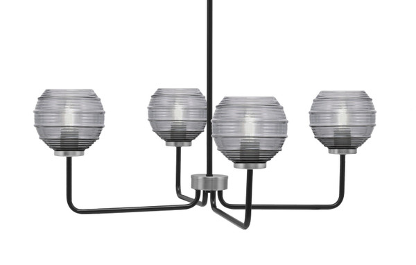 Toltec Lighting - 6204-MBGP-5112 - Four Light Chandelier - Sandia - Matte Black & Graphite