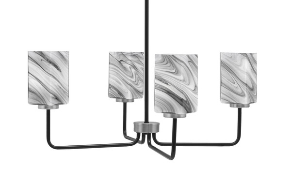Toltec Lighting - 6204-MBGP-549 - Four Light Chandelier - Sandia - Matte Black & Graphite