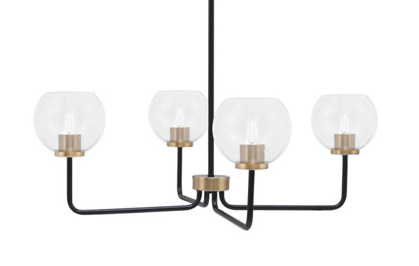 Toltec Lighting - 6204-MBNAB-4100 - Four Light Chandelier - Sandia - Matte Black & New Age Brass