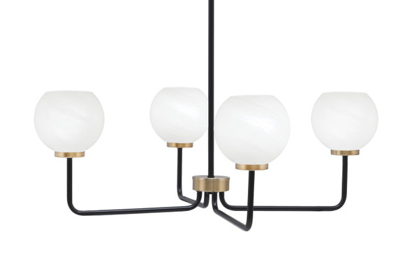Toltec Lighting - 6204-MBNAB-4101 - Four Light Chandelier - Sandia - Matte Black & New Age Brass