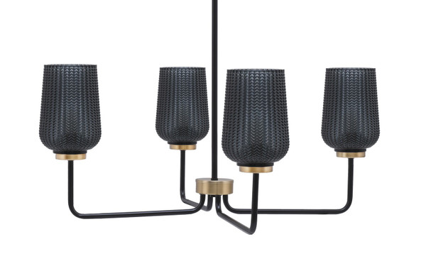 Toltec Lighting - 6204-MBNAB-4252 - Four Light Chandelier - Sandia - Matte Black & New Age Brass