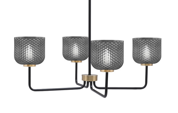 Toltec Lighting - 6204-MBNAB-4612 - Four Light Chandelier - Sandia - Matte Black & New Age Brass