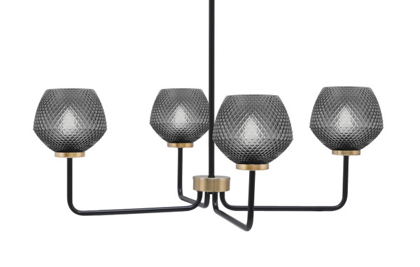 Toltec Lighting - 6204-MBNAB-4622 - Four Light Chandelier - Sandia - Matte Black & New Age Brass