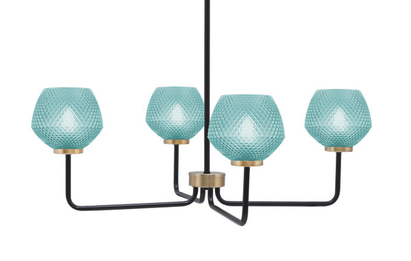 Toltec Lighting - 6204-MBNAB-4625 - Four Light Chandelier - Sandia - Matte Black & New Age Brass