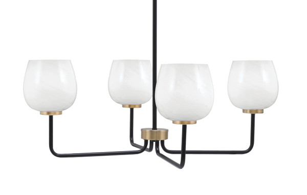 Toltec Lighting - 6204-MBNAB-4811 - Four Light Chandelier - Sandia - Matte Black & New Age Brass