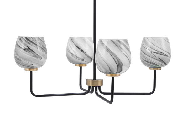 Toltec Lighting - 6204-MBNAB-4819 - Four Light Chandelier - Sandia - Matte Black & New Age Brass