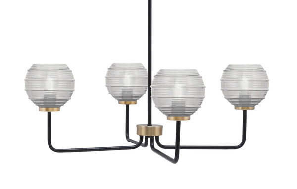 Toltec Lighting - 6204-MBNAB-5110 - Four Light Chandelier - Sandia - Matte Black & New Age Brass